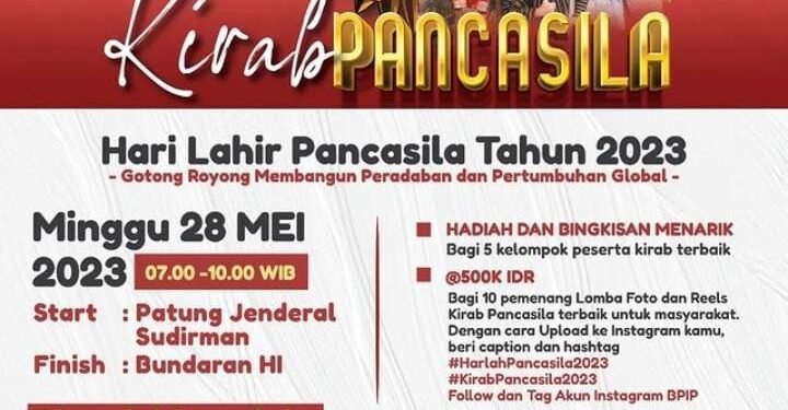 Peringati Hari Lahir Pancasila BPIP Gelar Kirab Pancasila 28 Mei 2023