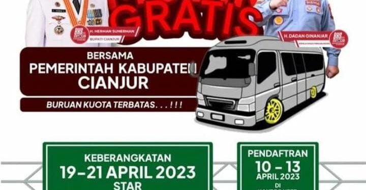 Mudik Gratis Pemkab Cianjur 2023 Sudah Dibuka, Berikut Rute Tujuan dan Tanggal Keberangkatannya