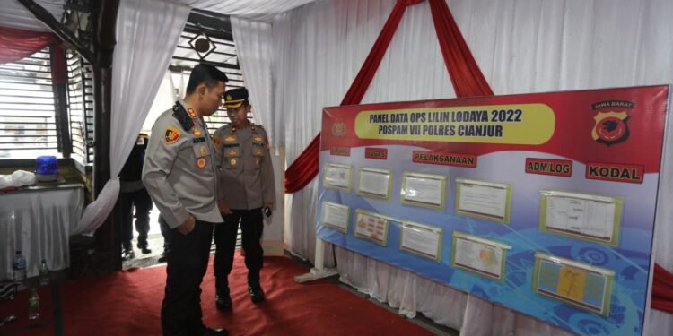 Kapolres Cianjur, AKBP Aszhari Kurniawan meninjau pospam VII Polres Cianjur. Foto: Rilis