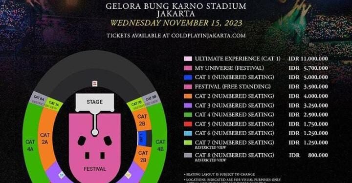 Resmi Rilis! Ini Daftar Harga Tiket Konser Coldplay di Jakarta, 15 November 2023