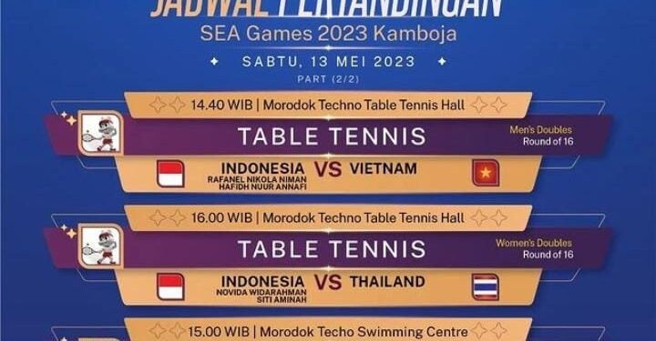 Jadwal Pertandingan SEA Games, Sabtu 13 Mei 2023